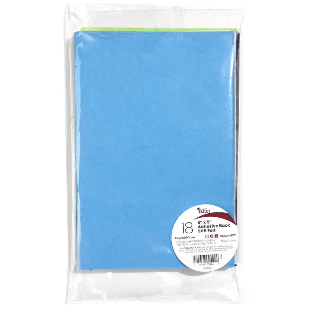 CousinDIY Adhesive Back Stiff Felt Sheets 6"X9" 18/Pkg Brights