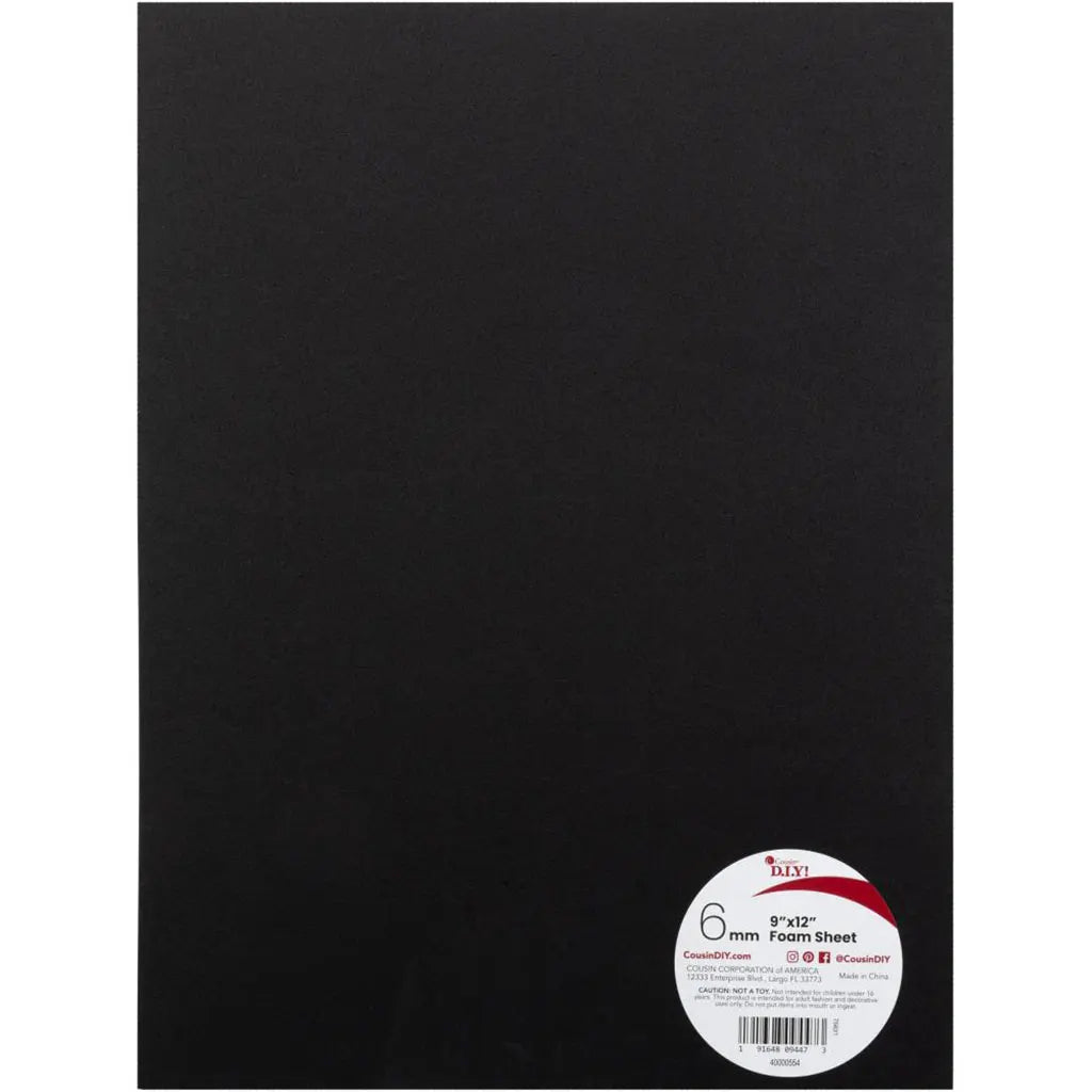 CousinDIY Foam Sheet 9"X12" 6mm Black