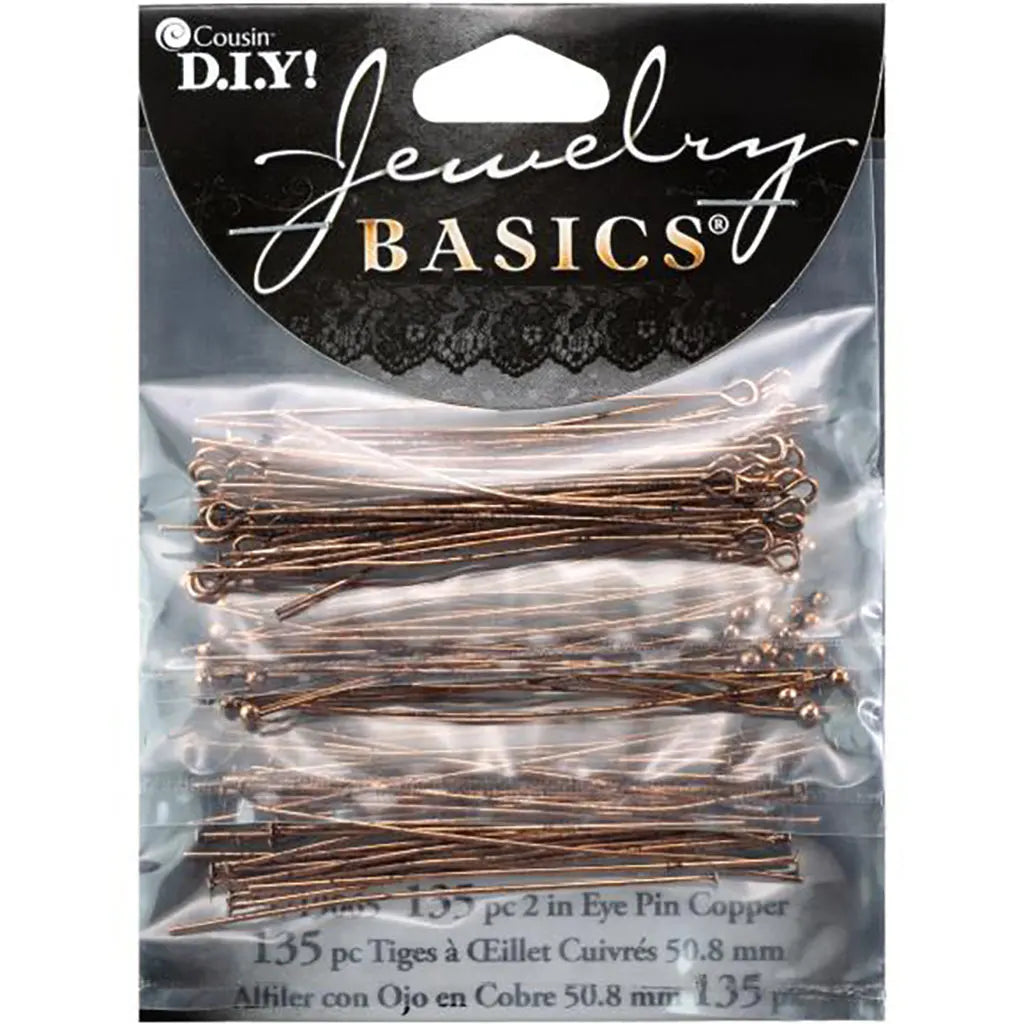 CousinDIY Jewelry Basics Metal Findings 135/Pkg Copper Head &amp; Eye Pins