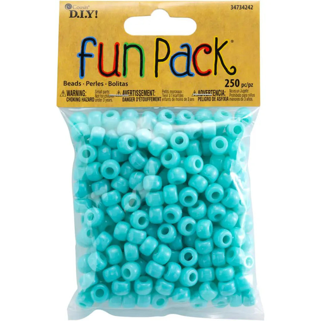 CousinDIY Fun Pack Acrylic Pony Beads 250/Pkg Turquoise