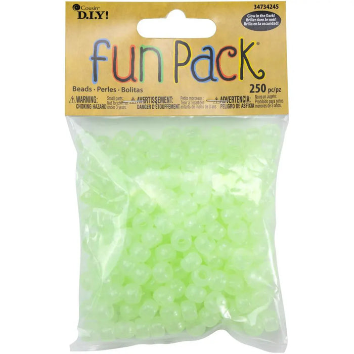 CousinDIY Fun Pack Acrylic Pony Beads 250/Pkg Glow-in-the-Dark