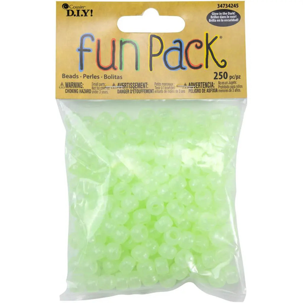 CousinDIY Fun Pack Acrylic Pony Beads 250/Pkg Glow-in-the-Dark
