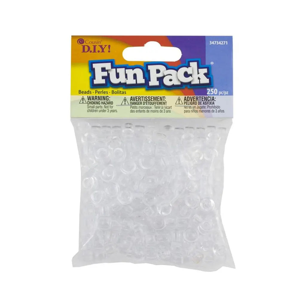 CousinDIY Fun Pack Acrylic Pony Beads 250/Pkg Clear