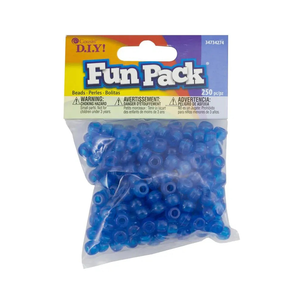 CousinDIY Fun Pack Acrylic Pony Beads 250/Pkg Clear Blue