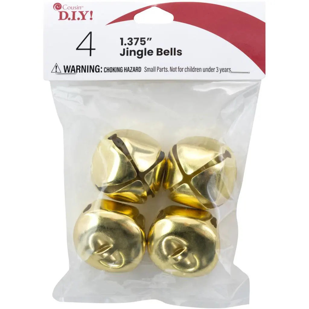 CousinDIY Jingle Bells 1.375" 4/Pkg Gold