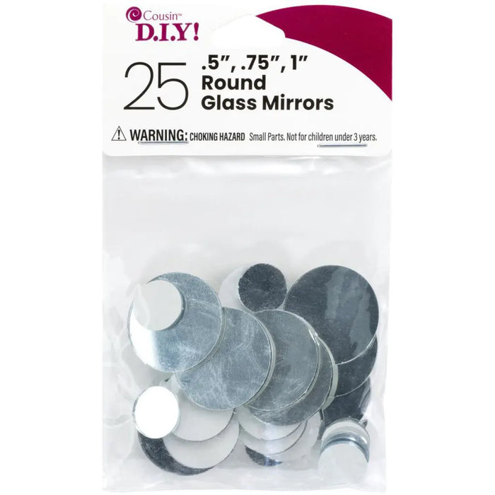 CousinDIY Round Glass Mirrors 25/Pkg 0.5"-1"