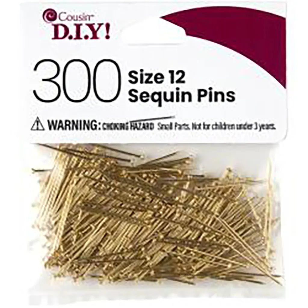 CousinDIY Sequin Pins 300/Pkg Size 12, Gold