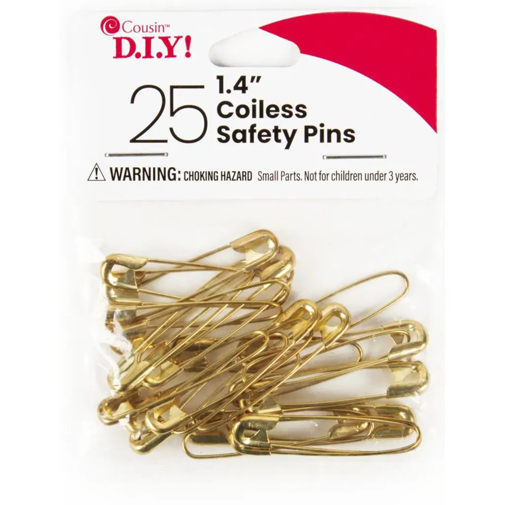 CousinDIY Coiless Safety Pins 25/Pkg Gold