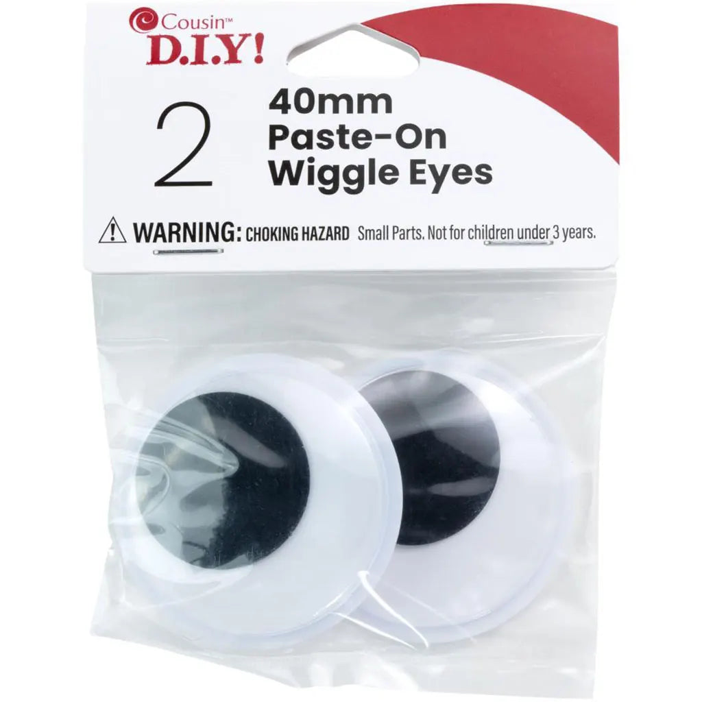 CousinDIY Paste-On Wiggle Eyes 40mm 2/Pkg Black