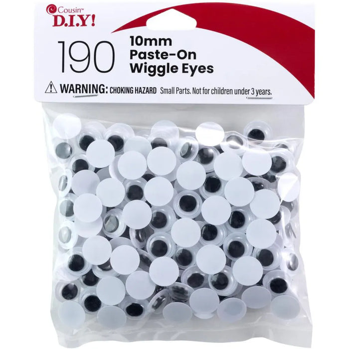 CousinDIY Paste-On Wiggle Eyes 10mm 190/Pkg Black