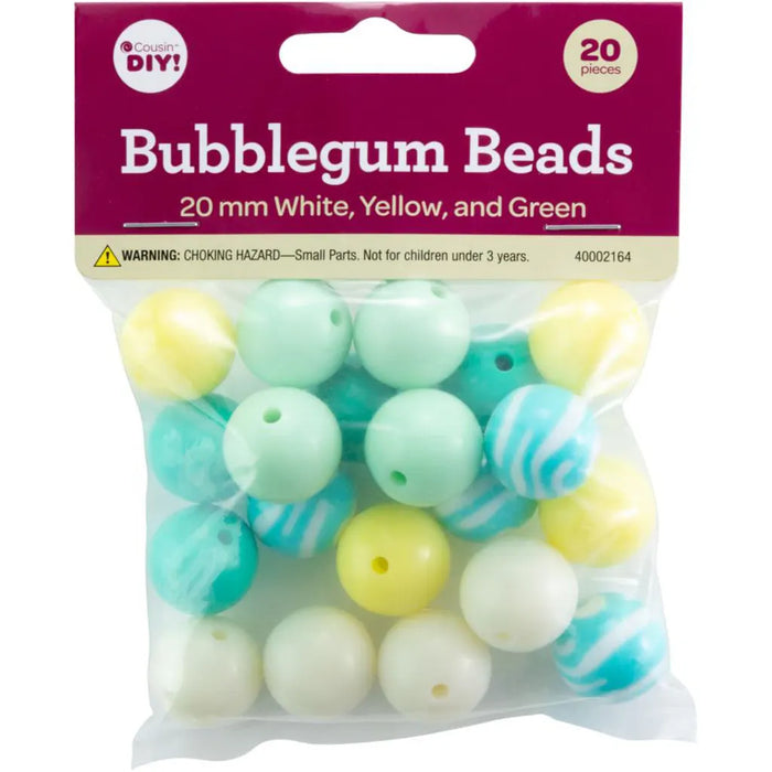CousinDIY Bubblegum Bead 20mm 20/PkgYellow Green Mix