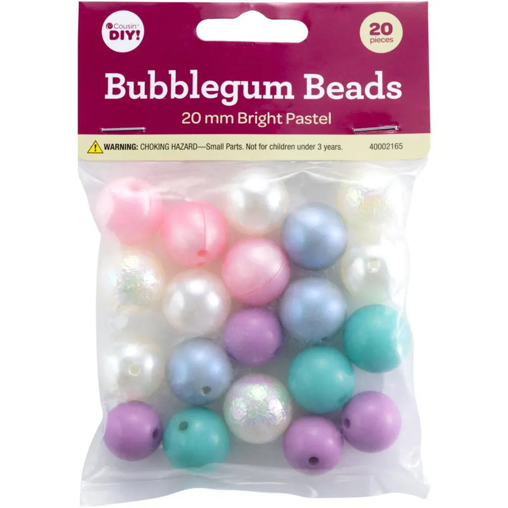 CousinDIY Bubblegum Bead 20mm 20/PkgBright Pastels