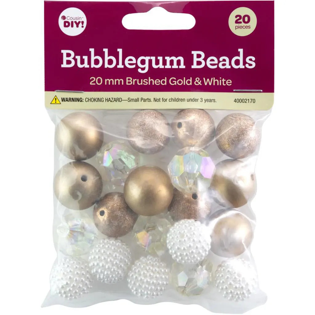 CousinDIY Bubblegum Bead 20mm 20/PkgBrushed Gold