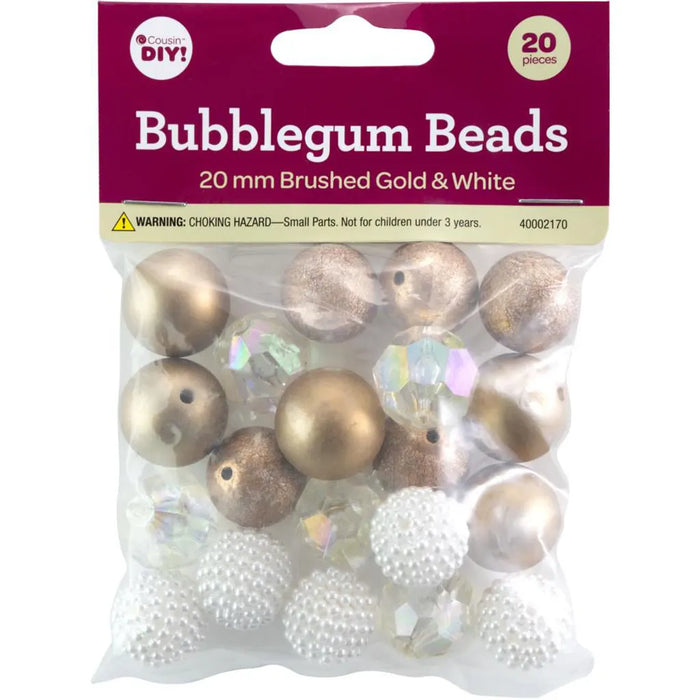 CousinDIY Bubblegum Bead 20mm 20/PkgBrushed Gold