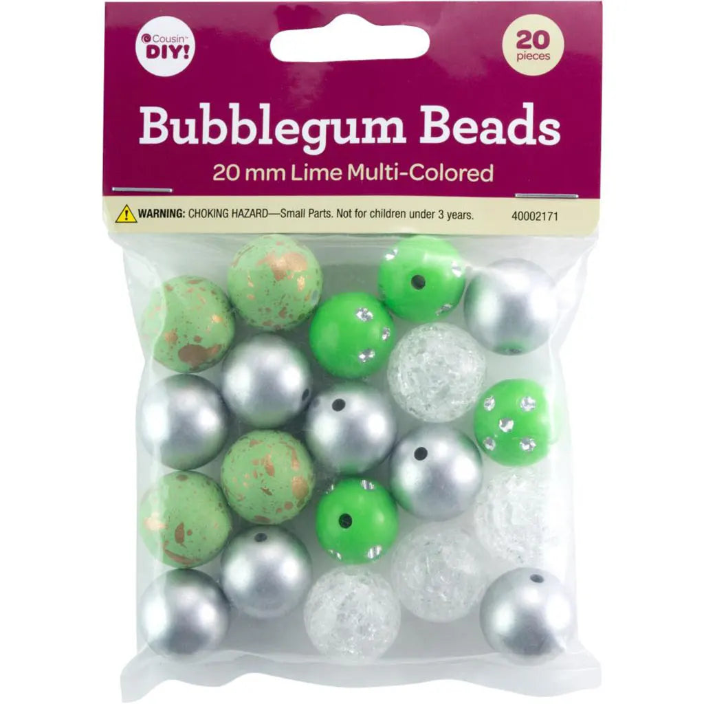 CousinDIY Bubblegum Bead 20mm 20/PkgLime Mix
