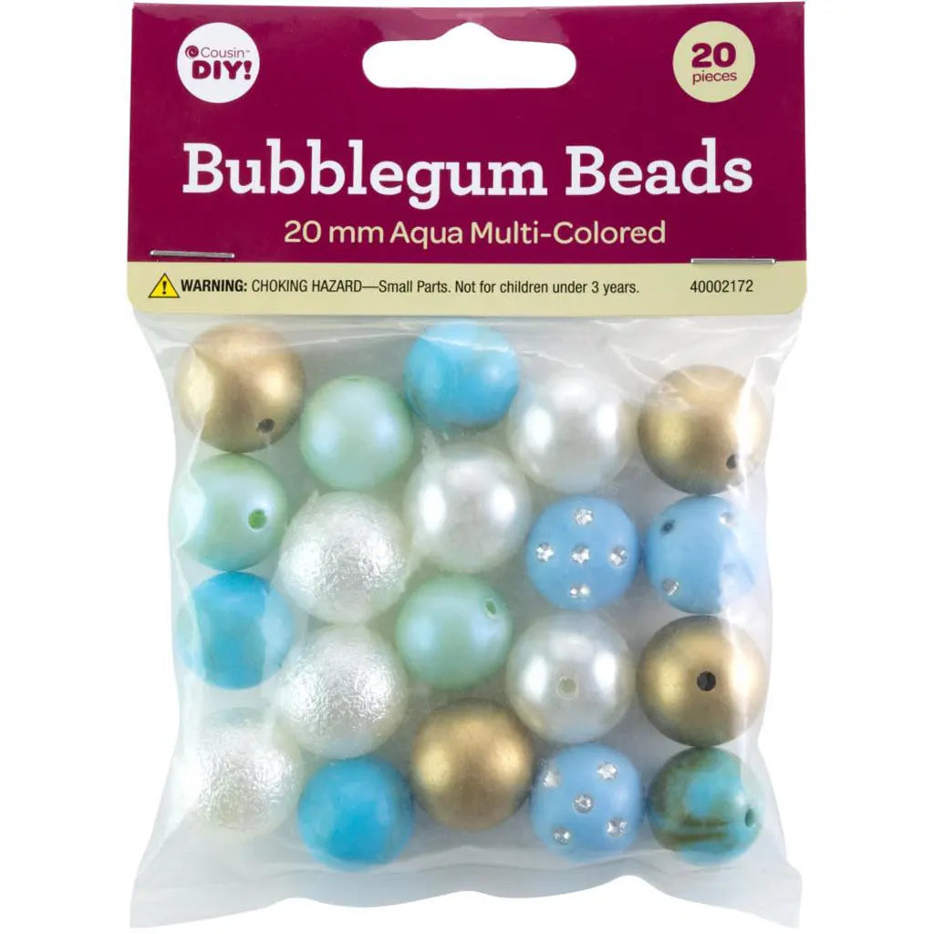 CousinDIY Bubblegum Bead 20mm 20/PkgAqua