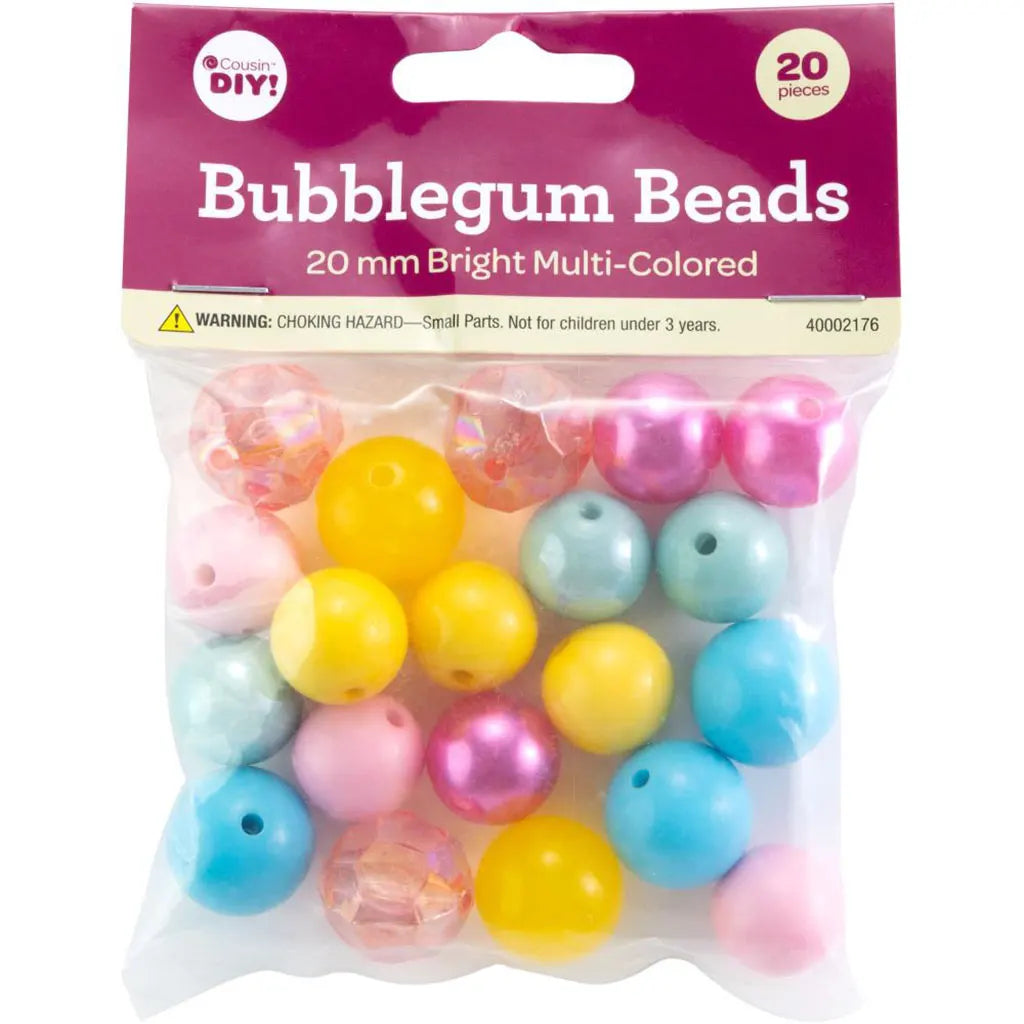 CousinDIY Bubblegum Bead 20mm 20/PkgBright Multi