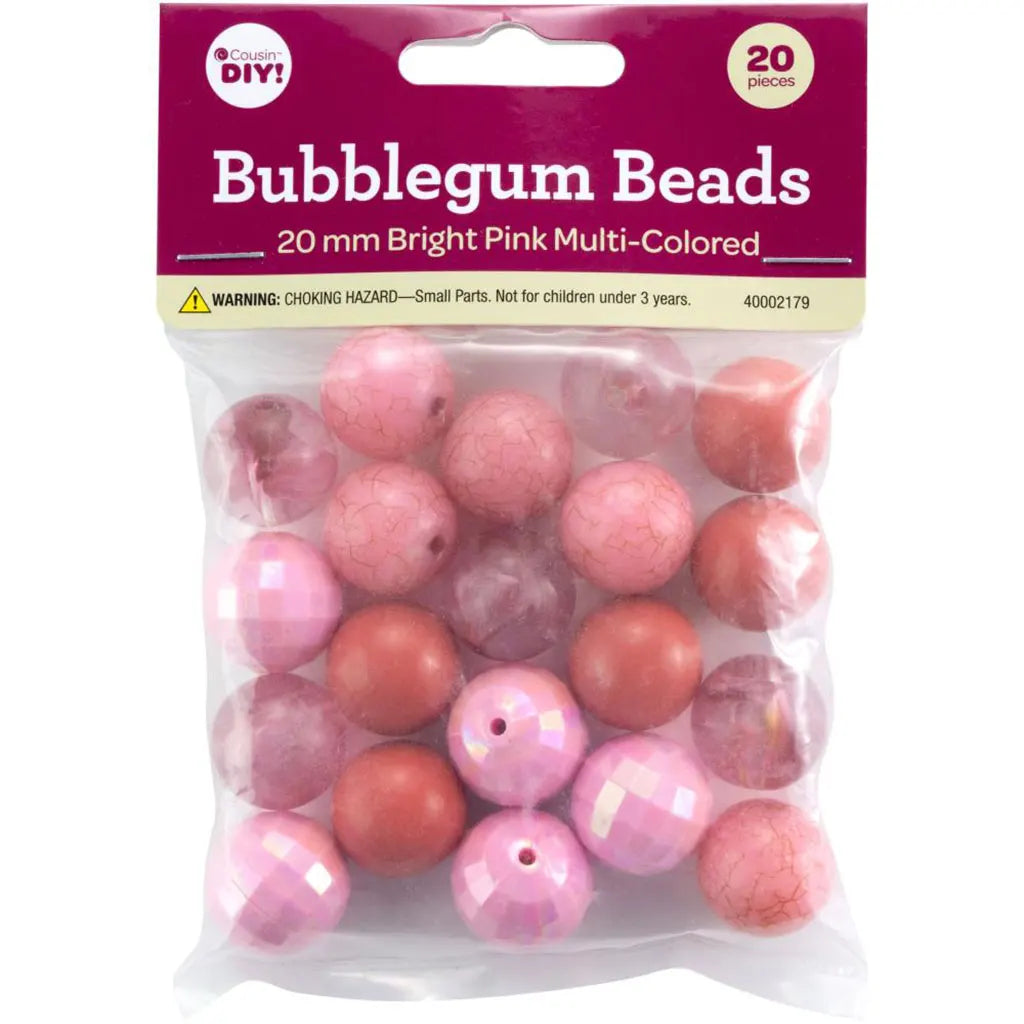 CousinDIY Bubblegum Bead 20mm 20/PkgBright Pink