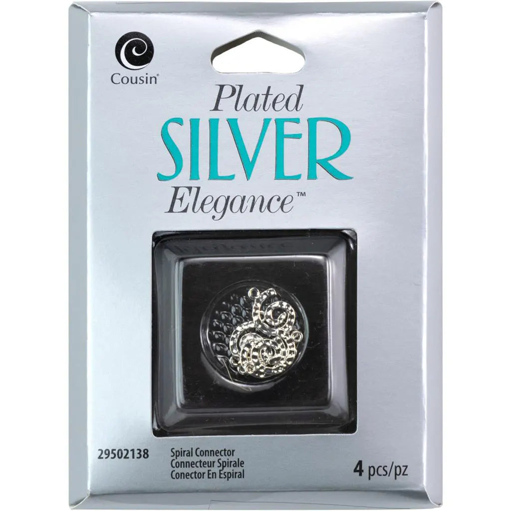 CousinDIY Plated Silver Elegance Metal FindingsSpiral Connectors 4/Pkg
