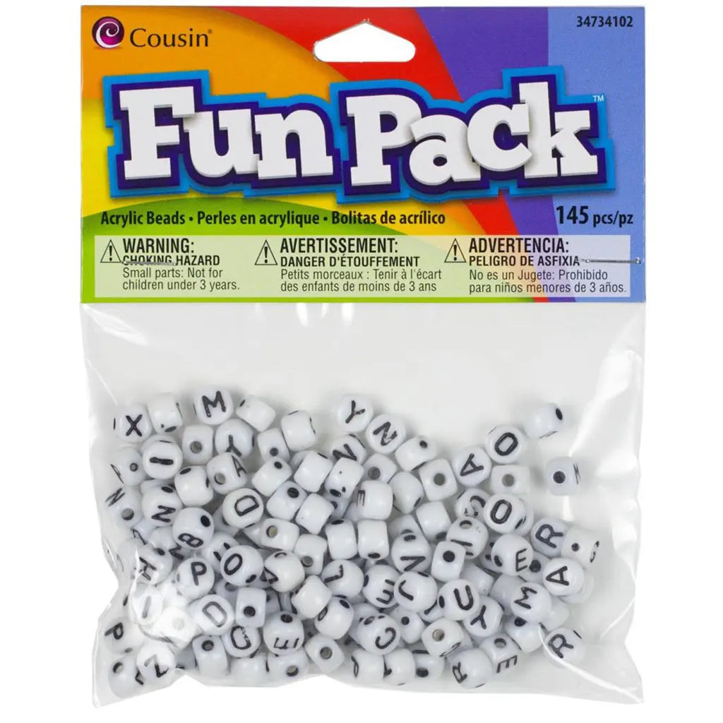 CousinDIY Fun Pack Acrylic Alphabet Beads Round White 145/Pkg