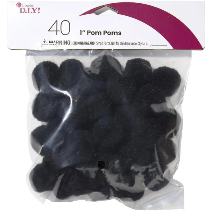 CousinDIY Pom-Poms 1" 40/Pkg Black