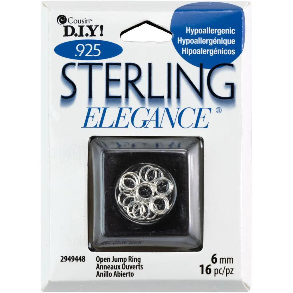 CousinDIY Sterling Elegance 925 Silver Beads &amp; FindingsOpen Jump Rings 6mm 16/Pkg