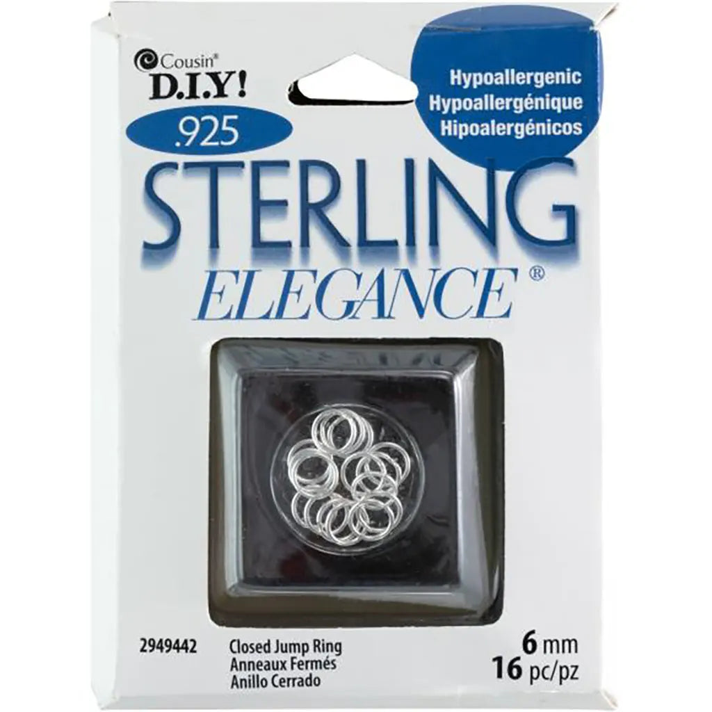 CousinDIY Sterling Elegance 925 Silver Beads &amp; FindingsClosed Jump Rings 6mm 16/Pkg