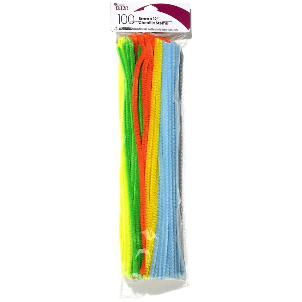 CousinDIY Chenille Stems 6mmx12" 100/Pkg Neon
