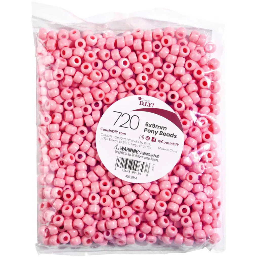 CousinDIY Pony Beads 6mmx9mm 720/Pkg Opaque Light Pink