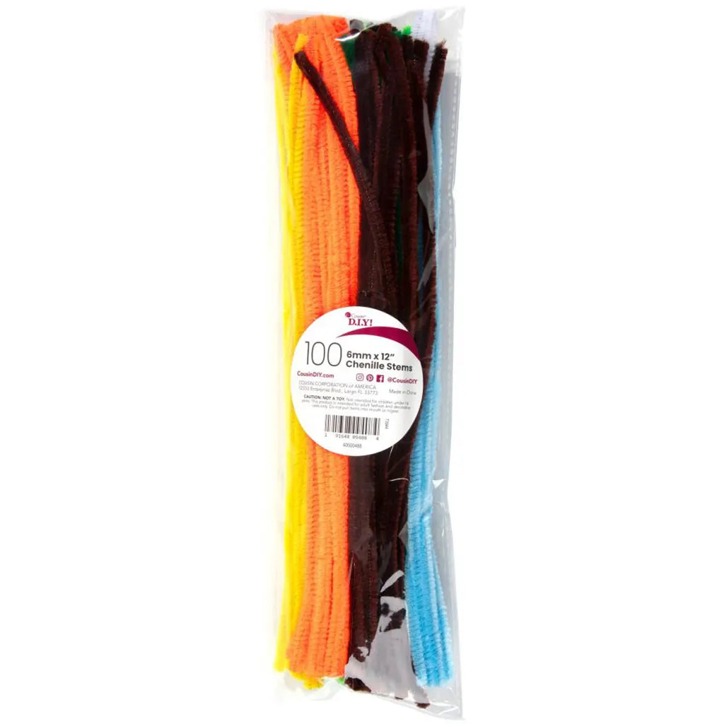 CousinDIY Chenille Stems 6mmx12" 100/Pkg Multi