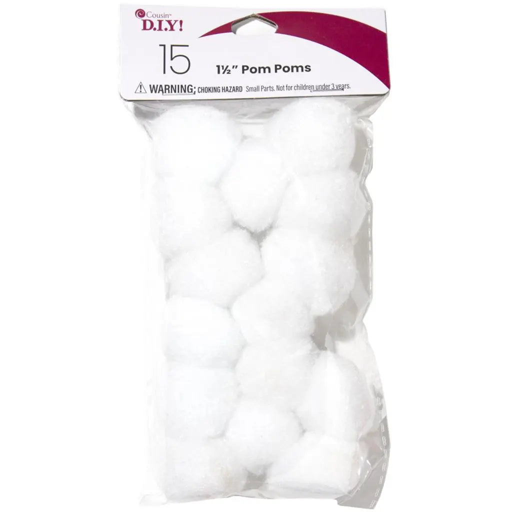 CousinDIY Pom Poms 1.5" 15/Pkg White