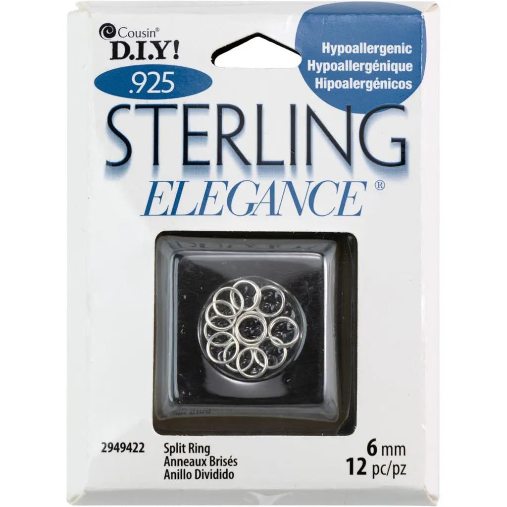 Cousin Sterling Elegance Genuine 925 Silver Beads &amp; Findings Split Rings 6mm 12/Pkg