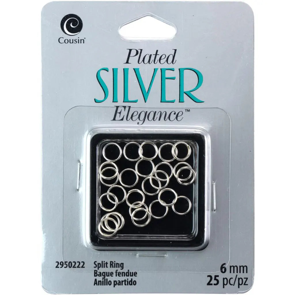 CousinDIY Plated Silver Elegance Metal Findings Split Rings 6mm 25/Pkg