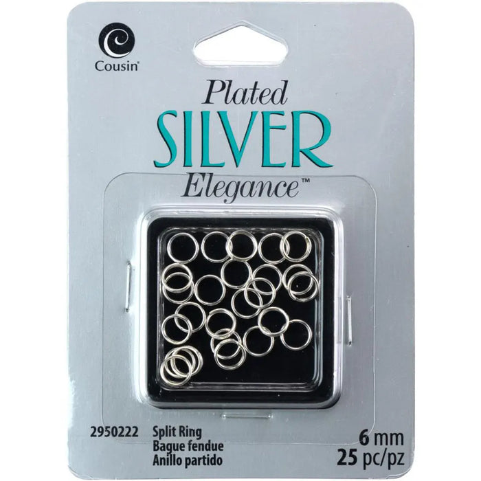 CousinDIY Plated Silver Elegance Metal Findings Split Rings 6mm 25/Pkg
