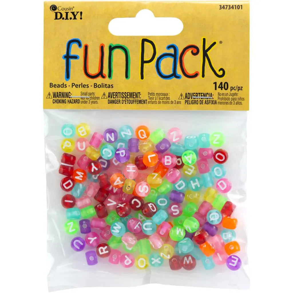 CousinDIY Fun Pack Acrylic Alphabet Beads Round Transparent 140/Pkg