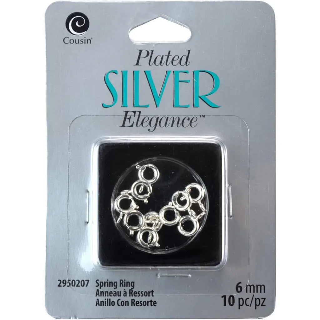 CousinDIY Plated Silver Elegance Metal Findings 6mm Spring Ring 10/Pkg