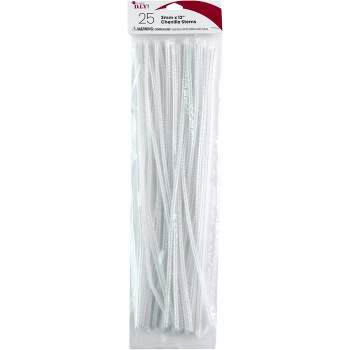 CousinDIY Chenille Stems 3mmx12" 25/Pkg White