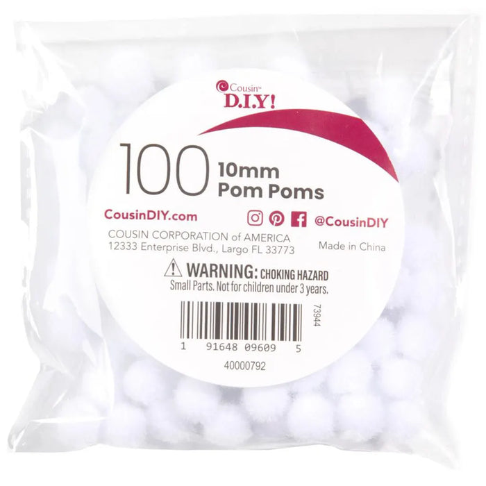 CousinDIY Pom-Poms 10mm 100/PkgWhite