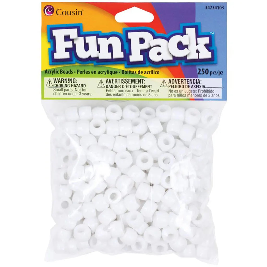 CousinDIY Fun Pack Acrylic Pony Beads 250/Pkg White