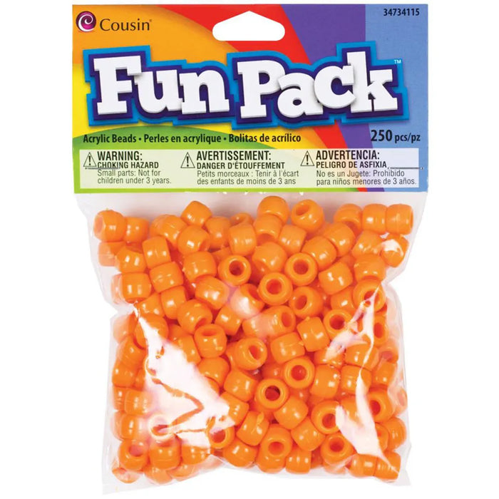 CousinDIY Fun Pack Acrylic Pony Beads 250/Pkg Orange