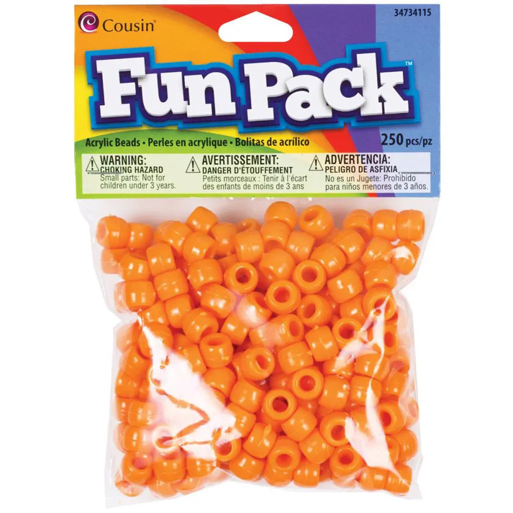 CousinDIY Fun Pack Acrylic Pony Beads 250/Pkg Orange