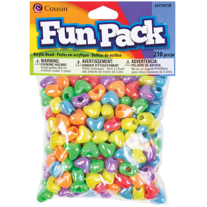 CousinDIY Fun Pack Acrylic Heart Beads 210/PkgAssorted Colors
