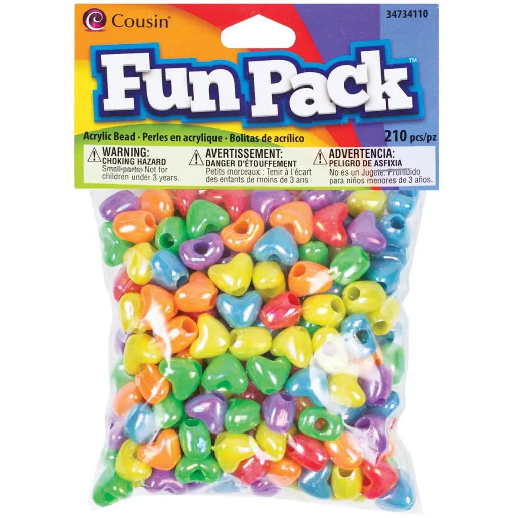 CousinDIY Fun Pack Acrylic Heart Beads 210/PkgAssorted Colors