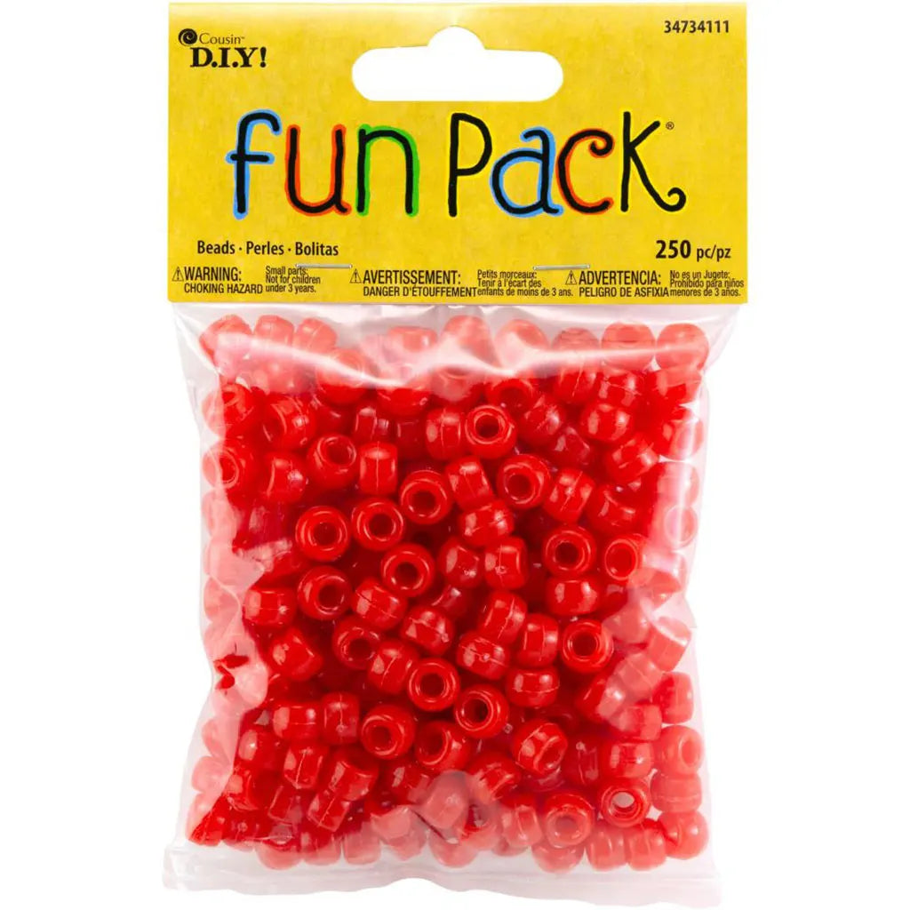 CousinDIY Fun Pack Acrylic Pony Beads 250/Pkg Red