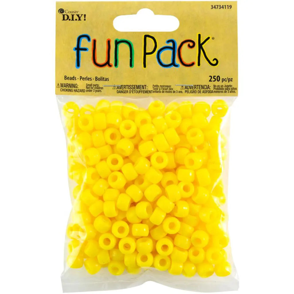 CousinDIY Fun Pack Acrylic Pony Beads 250/Pkg Yellow