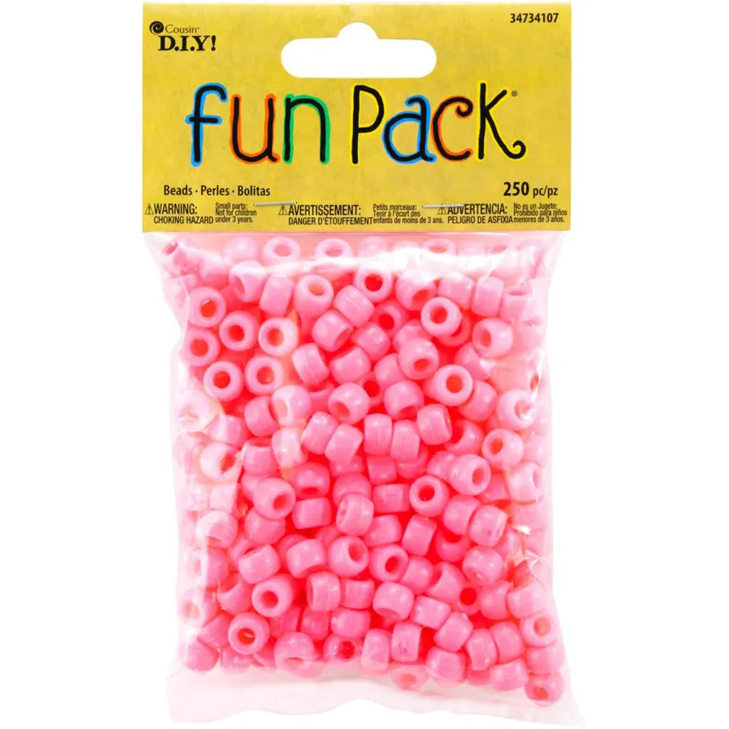 CousinDIY Fun Pack Acrylic Pony Beads 250/Pkg Pink