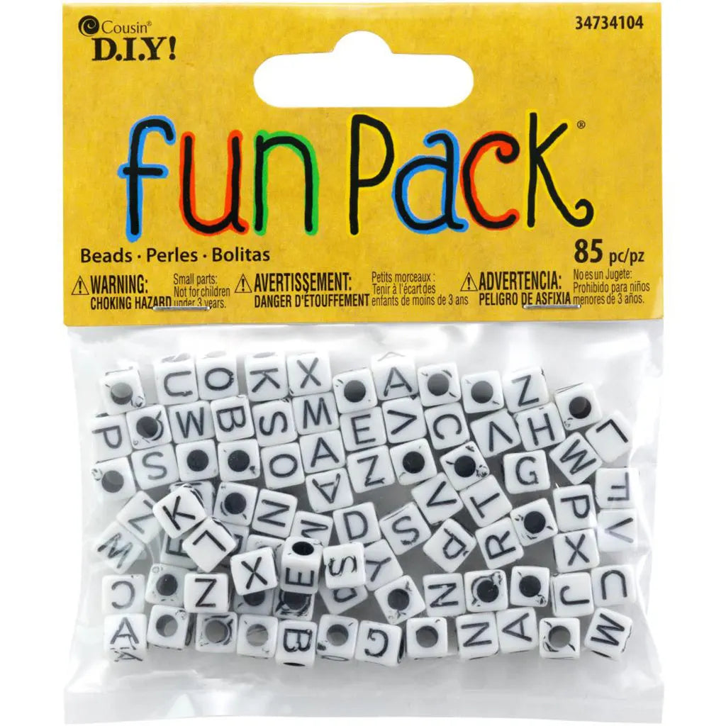 CousinDIY Fun Pack Acrylic Alphabet Beads Square White 85/P