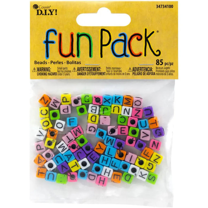 CousinDIY Fun Pack Acrylic Alphabet Beads Square Rainbow 85/Pkg