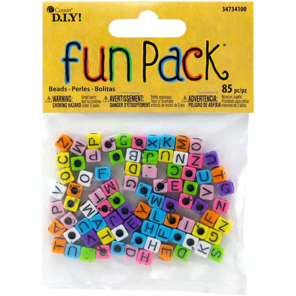 CousinDIY Fun Pack Acrylic Alphabet Beads Square Rainbow 85/Pkg