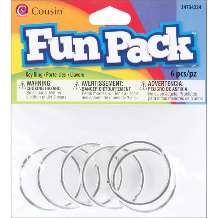 CousinDIY Fun Pack Key Rings 6/Pkg Silver
